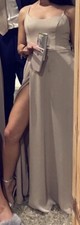 tan nude gown long with slit. size 0. black tie appropriate! david’s bridal 