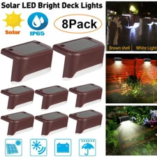 8 PACK Solar Powered LED Deck Lights Outdoor Path Garden Stairs Step Fence Lamps