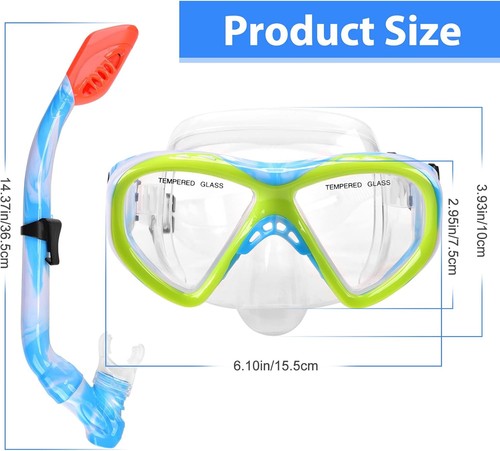 Kids Snorkel Set Dry Top Snorkeling Gear for Youth Boys Girls Blue - Picture 7 of 9