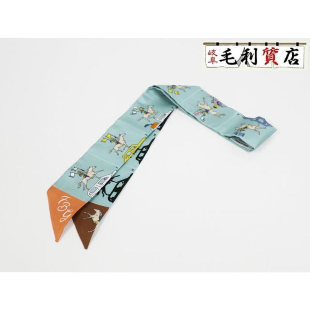 Hermes Twilly 100 Silk Scarf in Parade Blue Multicolor Design