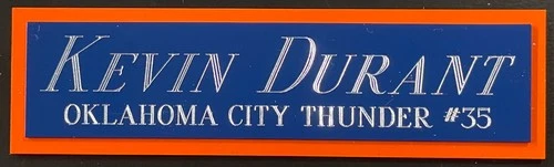 KEVIN DURANT THUNDER NAMEPLATE AUTOGRAPHED Signed Basketball-JERSEY-PHOTO-FLOOR