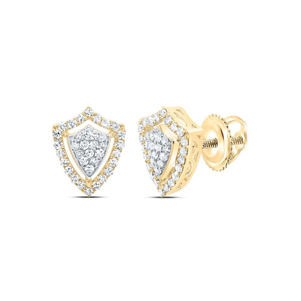 10K Gelbgold Original Diamant Unisex Cluster Halo Shield Ohrstecker 1/3 Karat-image