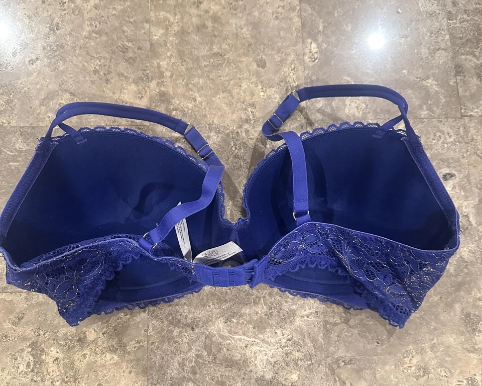 Sujetador Gilligan & O'Malley para mujer 36D azul balconette push up acolchado encaje con aros Foto 4 de 4