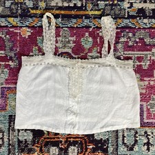 Antique Camisole Lingerie Victorian Edwardian Vintage Cotton Lace Corset Cover