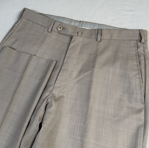 Ermenegildo Zegna, Ermenegildo Zegna Pants Mens 34x31 Beige Classic Fit Dress Wool Silk Italy