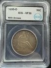 1855 O Seated Liberty Silver Half Dollar 50C ICG