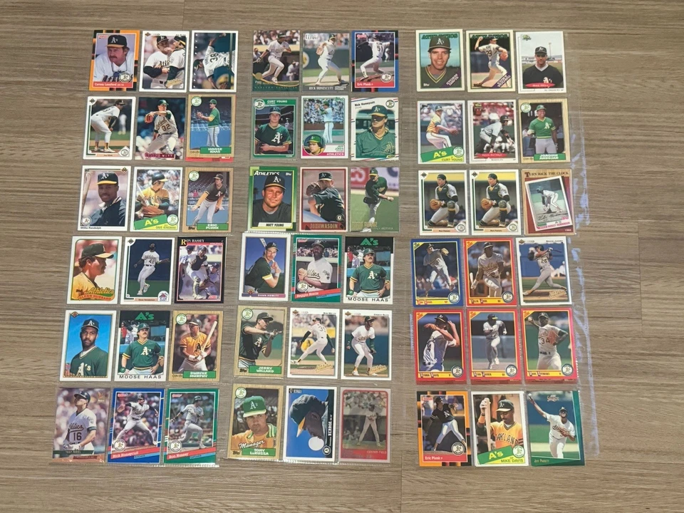 Lote de tarjetas de béisbol de colección del equipo de atletismo de Oakland MLB estrellas a granel insertos de novatos Foto 4 de 4