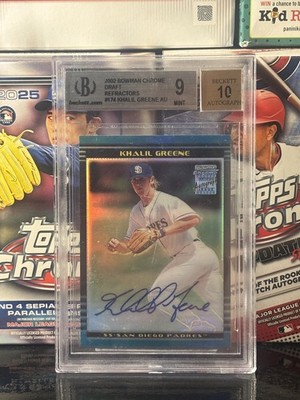 2002 Bowman Chrome Draft Khalil Greene Refractor Auto #BDP174 BECKETT 9  Card1
