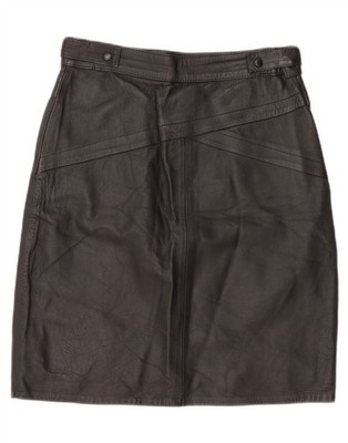 VINTAGE Womens Leather Skirt IT 44 Medium W28  Black AP03
