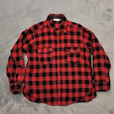 VTG Woolrich Shirt Mens XL Red Buffalo Plaid Wool Blend Flannel Twill Shacket
