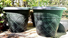 PAIR 2 X  X LARGE QUALITY 36CM GREEN  Tree Plant Pot Garden Flower Planter XL