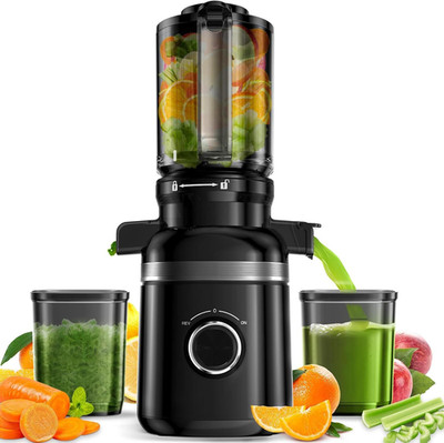 Cold Press Juicer Slow Juice Maker Machine for Whole Vegetables and Fruits Black