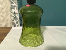 Green Glass sconce Cup Candle Holder 5" Tall w Grommet with diamond indentation
