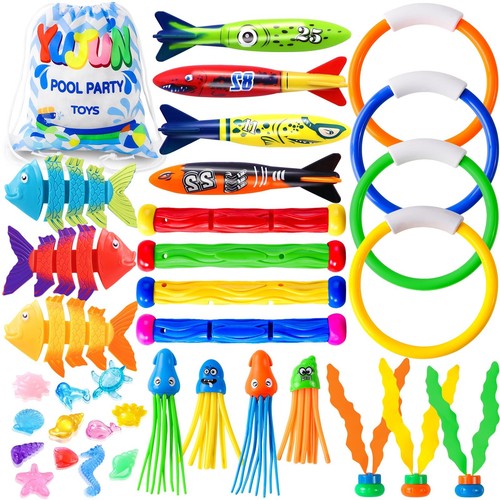 35PCS Pool Diving Swimming Toys, Summer Underwater Game Toys with Pool Fishes...