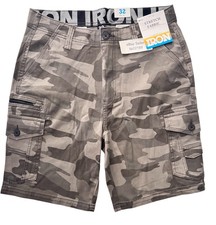 IRON CO Men's Stretch Cargo Shorts SIZE 32 Flex Waist CANTEEN CAMO New 48 Tag
