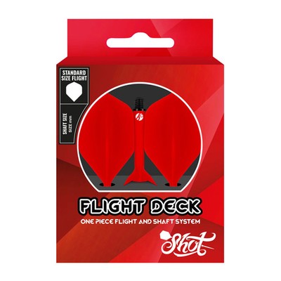 Shot Flight Deck One Piece Dart Flight and Shaft System Red Short