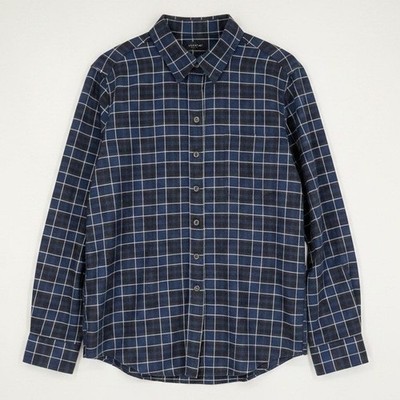 Sarah Alexandra Renee Bassetti Navy Blue Plaid Cotton Button Down Shirt Size 10