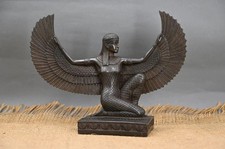 Rare Egyptian Winged Isis Statue - Handmade Basalt Stone Goddess Figurine BC