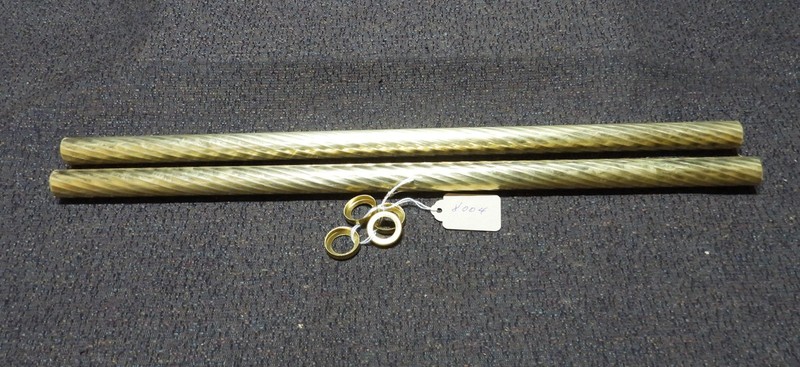 2 PIECES OF 3/4" DIAMETER SWIRL DESIGN BRASS TUBING AND 4 CHECK RINGS # 8004