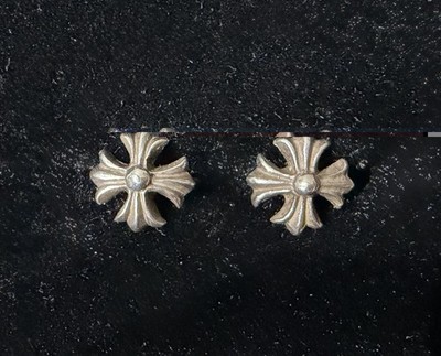Authentic Chrome Hearts Silver Earring Ear Studs Pair 14k Pin