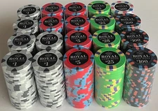 (500) ROYAL CARD ROOM OVERSIZE POKER CHIPS SET