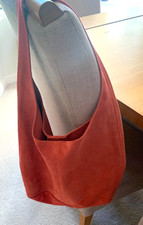 BORSE in PELLE Ladies Large Slouch  HOBO Suede Leather bag; Coral