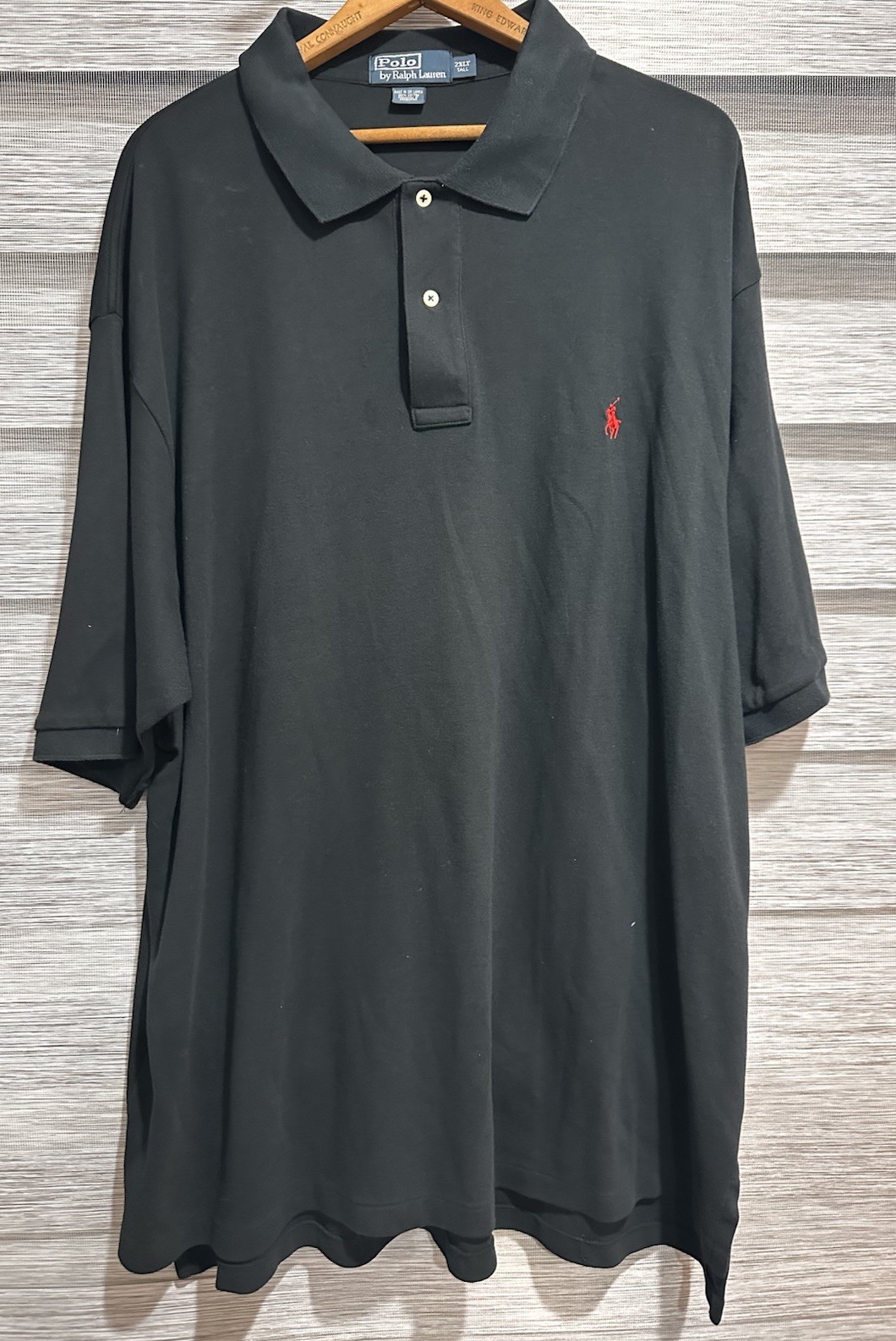 Polo Ralph Lauren uomo 2XLT XXL alta nera cotone manica corta camicia rosso pony