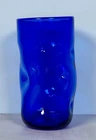 Blenko Cobalt Blue Smooth Finish Dimple Glass Handblown Drinking Tumbler 6” READ