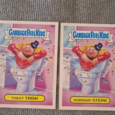 Topps Garbage Pail Kids Trading Cards Lot 2 Cards Toilet Trish Surprisin' Steph