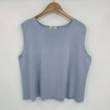 Talbots Baby Blue Lightly Ribbed Square Neck Tank Top Women's Sz XL