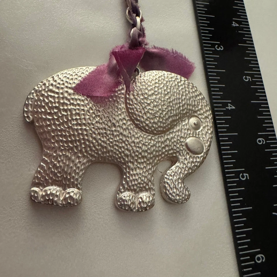 银色大象小饰品包夹钱包配件紫色丝带独特 — 第 3/4 张图片