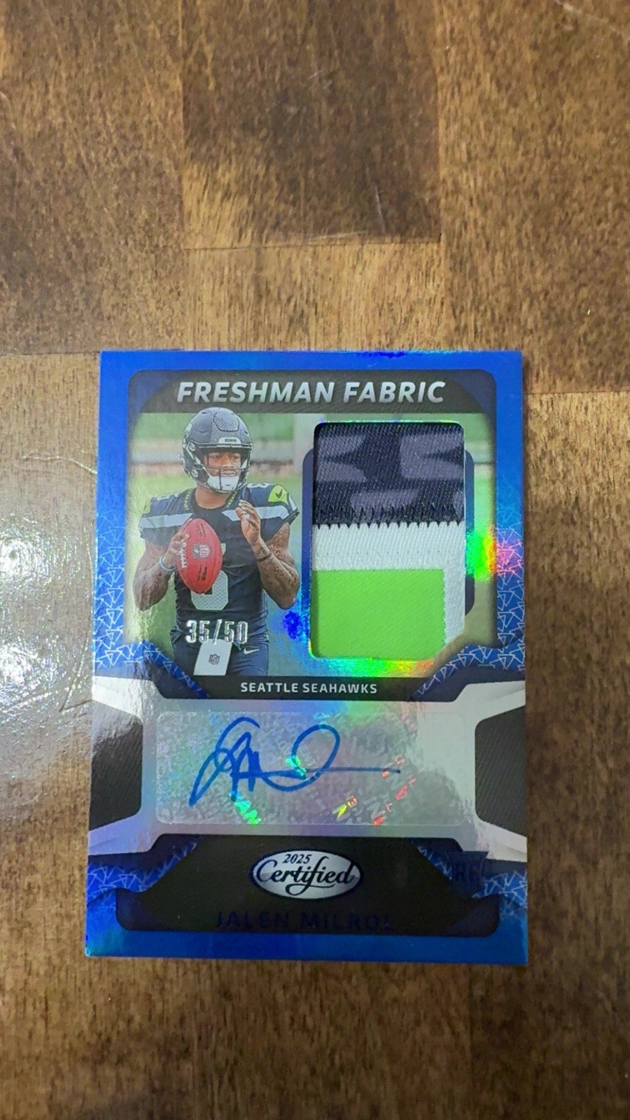 2025 Panini Certified - Freshman Fabric Mirror Signatures Jalen Milroe Blue /50