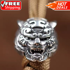 Tiger King Head Brass Knife Bead EDC Paracord Lanyard DIY Outdoor Charm Pendant