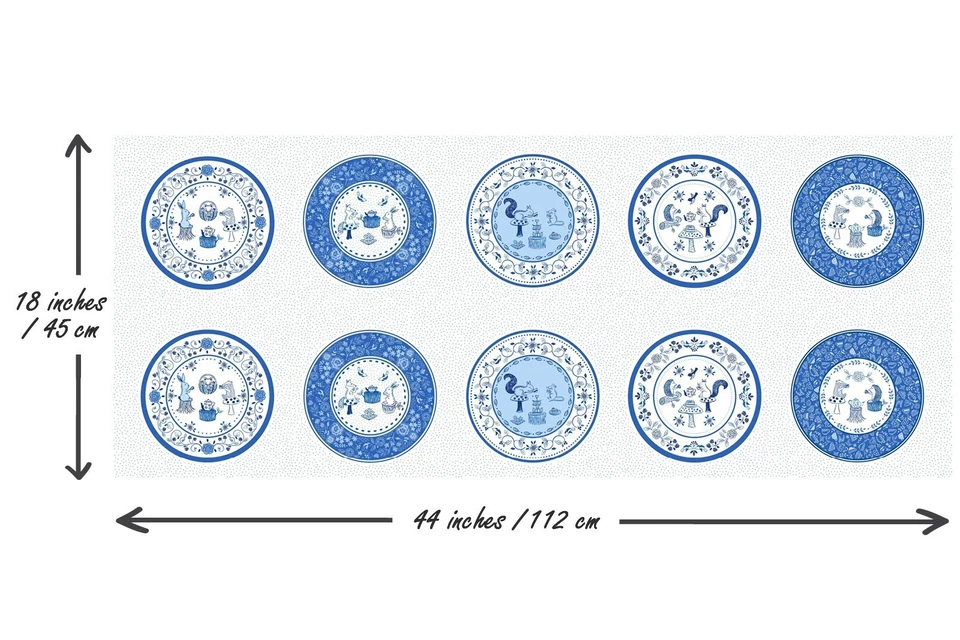 LEWIS & IRENE A428 Tea Time Plate Panel 44″ x 18″ Whimsical Woodland Tea Party Fabric Panel