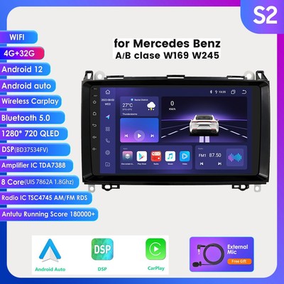 Carplay Car Stereo Radio GPS BT5.0 WIFI For Mercedes Benz B A W245 W169 Sprinter