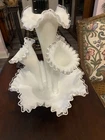Fenton Milk Glass Silvercrest Silver Crest 4 Horn Epergne - Vintage Original USA