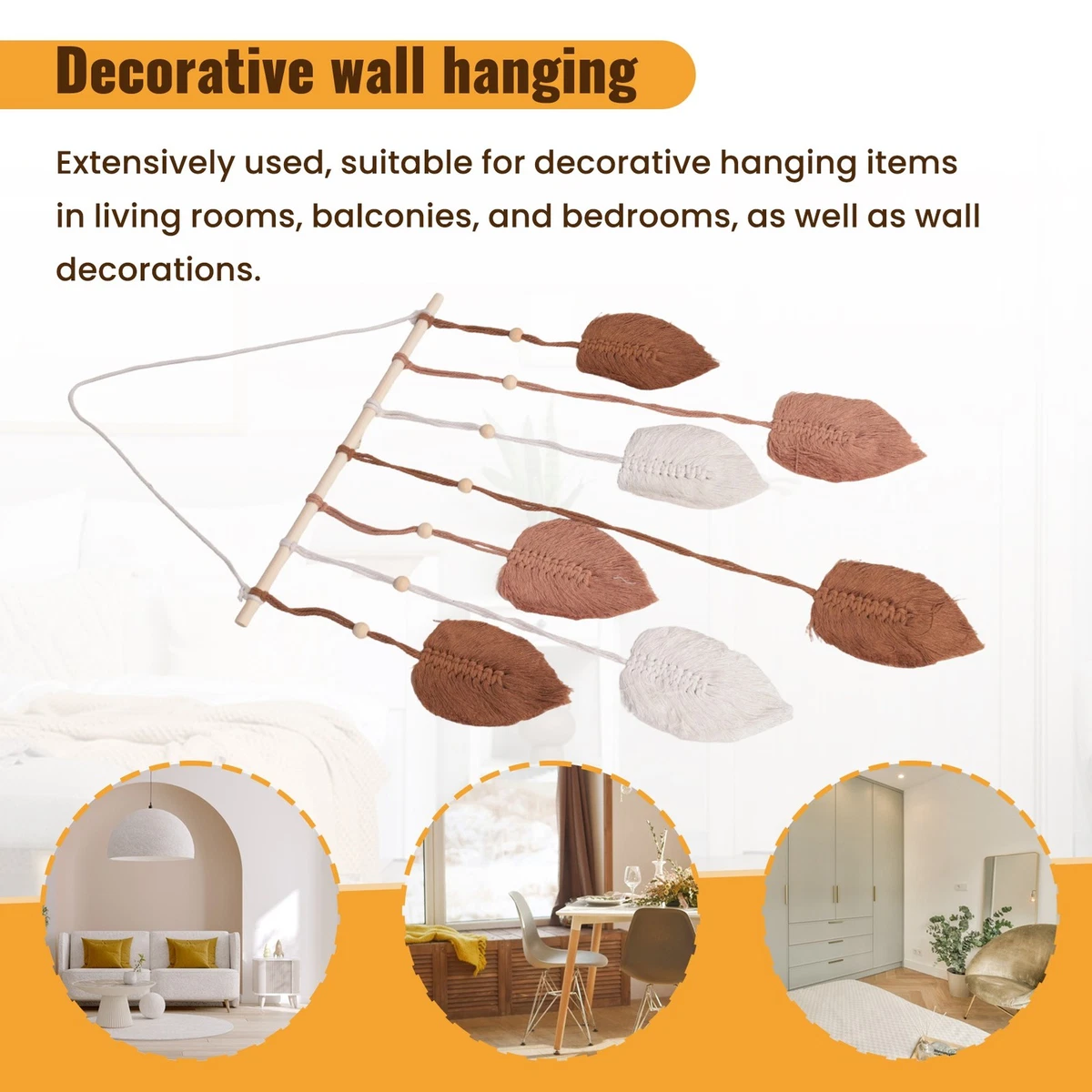 Leaf Macrame Wall Hanging Boho Room Home Decor Woven Aesthetic Wall1882