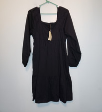 Universal Thread Womens M Black Mini Dress Puff Sleeve Cottagecore Tiered NWT