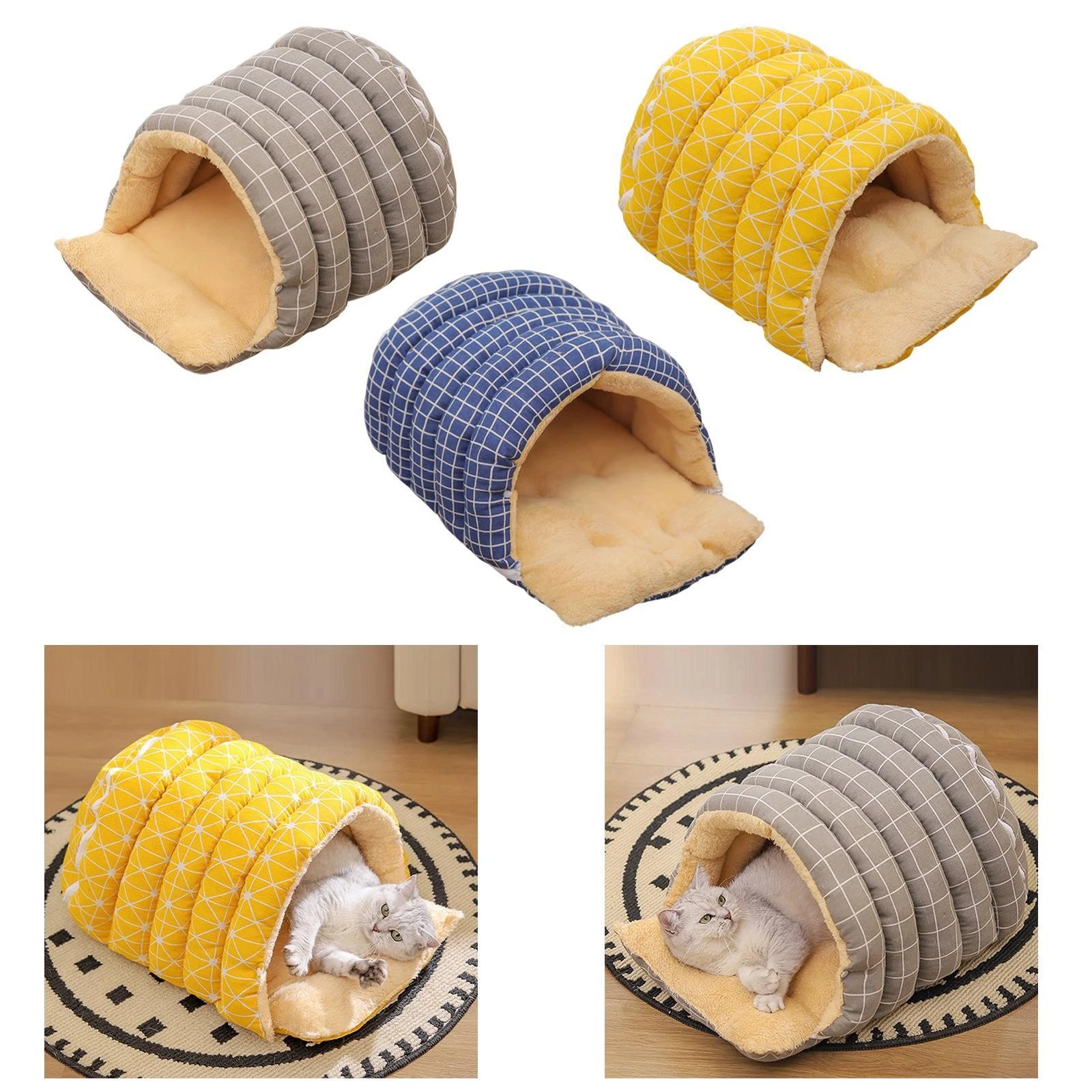 Plush Cat Shelter Semi Closed Warm Puppy Bed Multifunctional Accessories for