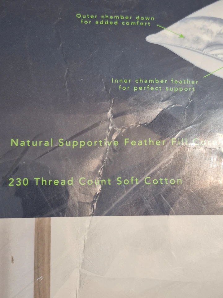 75% Premium White Down Soft Density Queen Pillow New in zippered plastic bag - Image 4 of 4