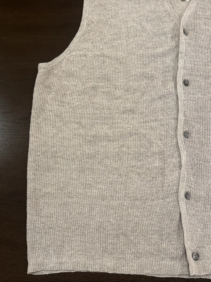 Vtg 90s Grandpa Cardigan Sweater Beige Linen Cotton Mens Large New With Tags NWT - Image 3 of 4