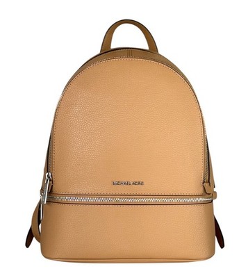 Michael Kors Rhea Medium Zip Leather Backpack Peanut