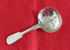 Antique William Page Etched Silver Plated Tea Caddy Spoon 9.5cm (b)
