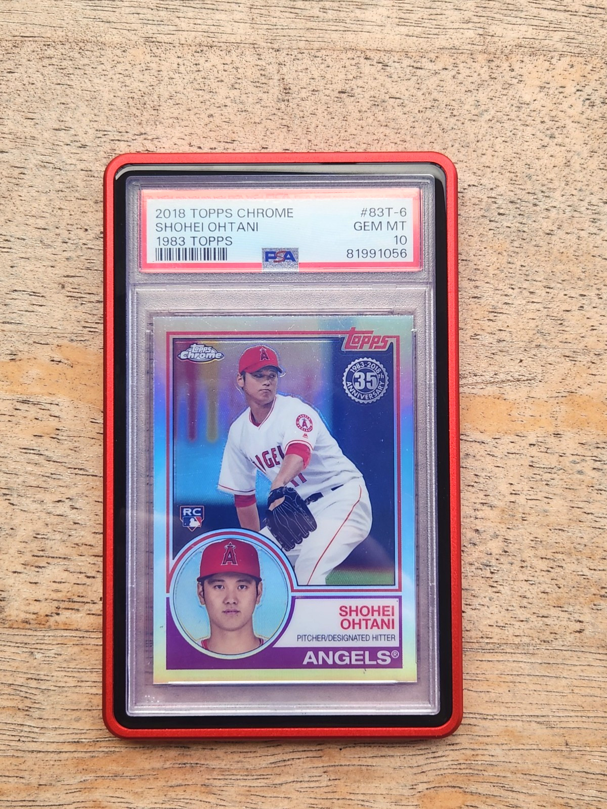 2018 Topps Chrome Refractor Shohei Ohtani Rookie 1983 Topps #83T-6, PSA 10