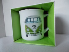 Keramiktasse, Kaffeebecher, VW-Bully, VW Bus, weiß/grün, ca.400ml,