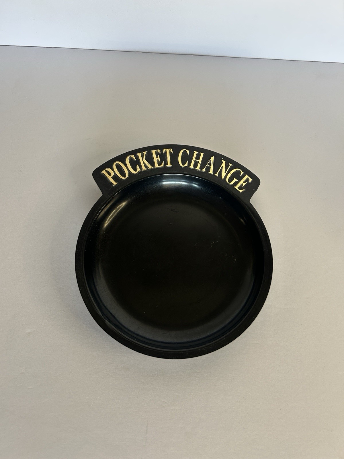 Vintage Pocket Change Tray Coin Holder Bowl Dish Black Plastic Dresser Catch All