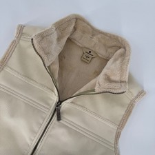 Woolrich Women's Sherpa Lined Corduroy Zip Vest Cream Beige Size M