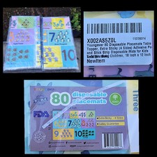 New 80 Disposable Sticky Adhesive Placemats Baby Kid Animal Number Educational