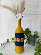 Decorative bottleart, gift ideas, handmade, yarn, table decoration (only bottle)