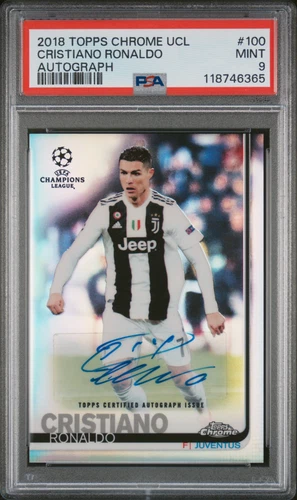 2018 TOPPS CHROME UEFA CHAMPIONS UCL #100 CRISTIANO RONALDO AUTOGRAPH /9 PSA 9